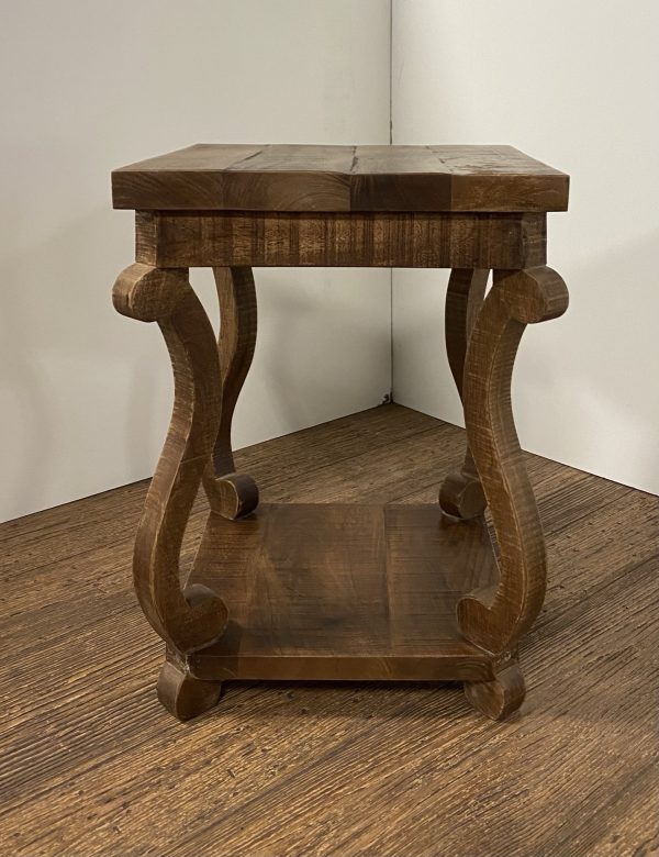 Modern Farmhouse Solid Wood Scroll End Table - Image 3