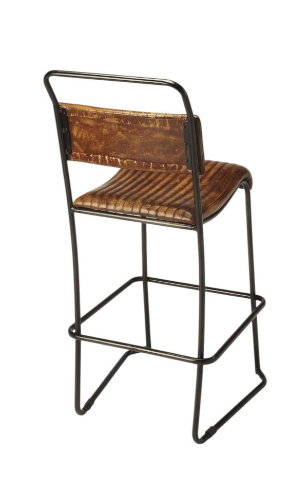 31" Brown and Black Iron Bar Chair - Image 3