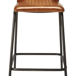 24" Brown and Black Manufactured Wood and Iron Counter Height Bar Chair