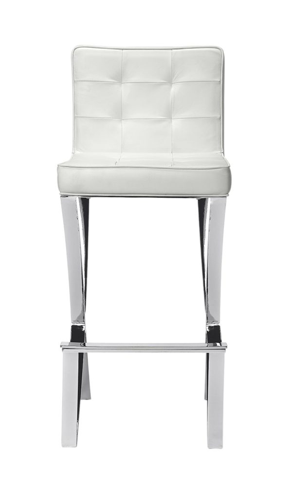 29" Off White and Silver Iron Bar Chair - Image 2