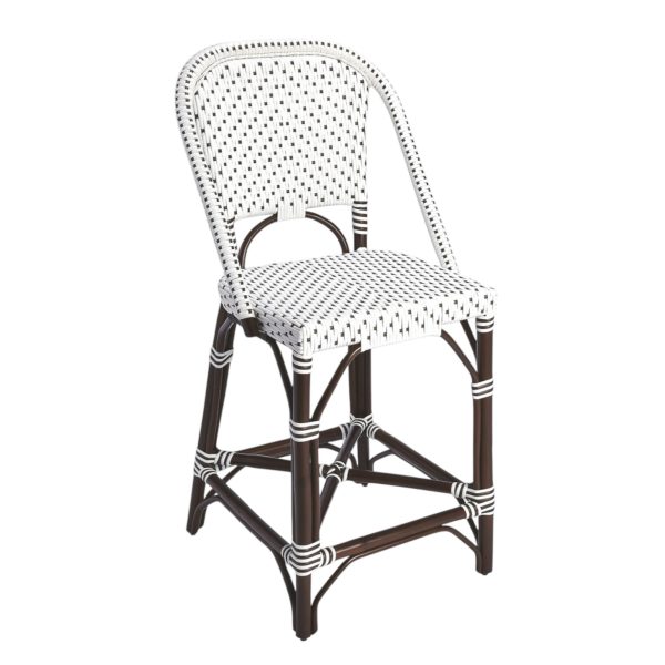 28" White and Dark Brown Heavy Duty Rattan Bar Chair - Image 2