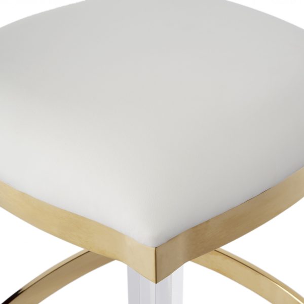 24" White and Clear Stainless Steel and Steel Backless Counter Height Bar Chair - Image 3