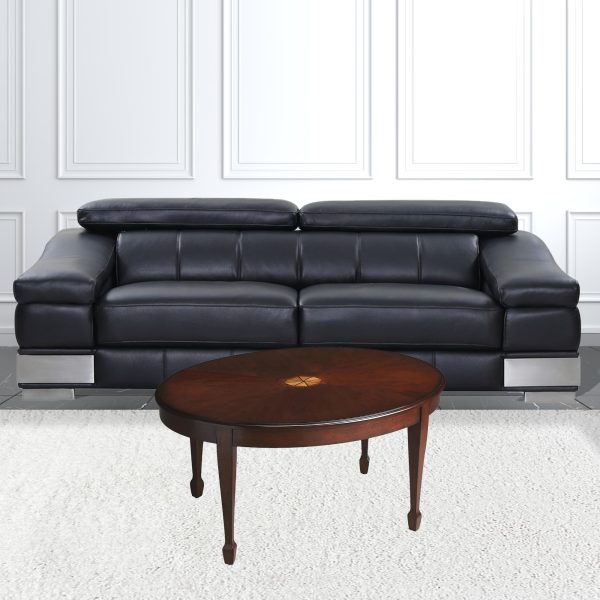 38" Brown and Dark Brown Wood Oval Coffee Table - Image 2
