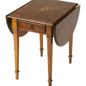 19" Brown Wood Oval Coffee Table With Drawer