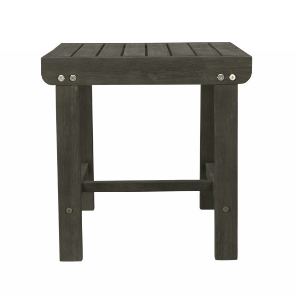 18" Dark Gray Square Solid Wood Outdoor Side Table - Image 2