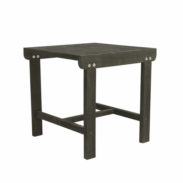 18" Dark Gray Square Solid Wood Outdoor Side Table - Image 3