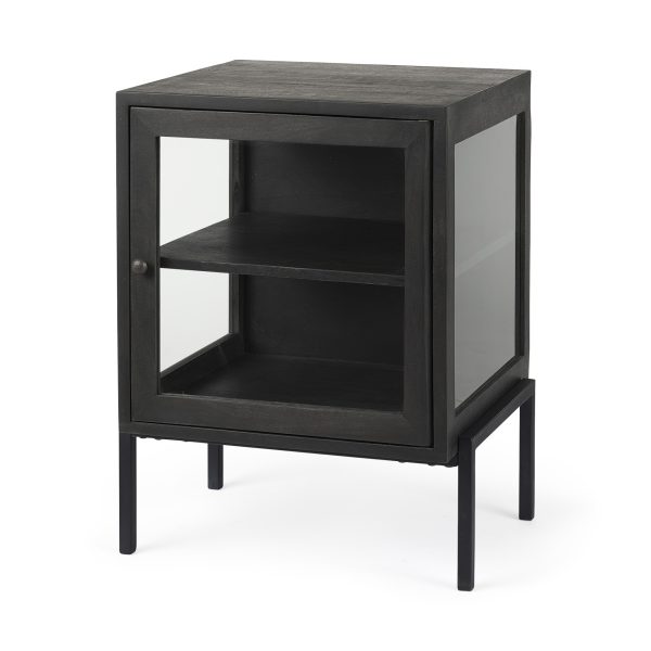 26" Black And Brown Solid Wood Square End Table - Image 3
