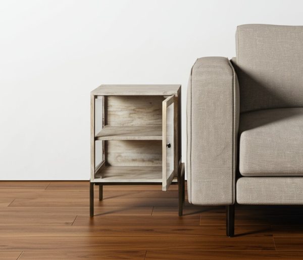 24" Beige Solid Wood Square End Table - Image 2