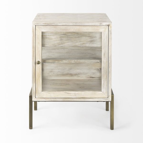 24" Beige Solid Wood Square End Table - Image 3