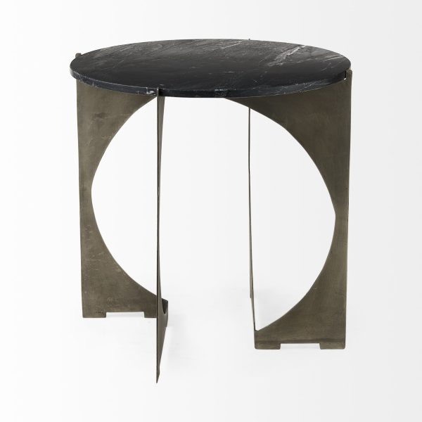 20" Black Marble Round End Table - Image 3