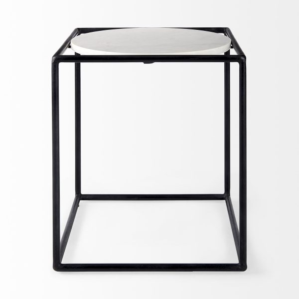 22" Black Marble Round End Table - Image 2