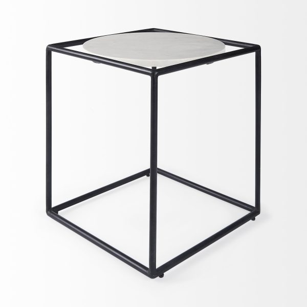 22" Black Marble Round End Table - Image 3
