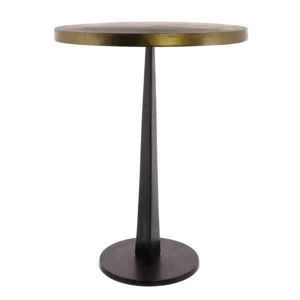 21" Black And Antiqued Bronze Distressed Iron Round End Table - Image 2