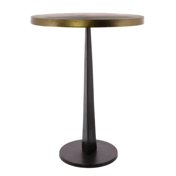 21" Black And Antiqued Bronze Distressed Iron Round End Table - Image 3