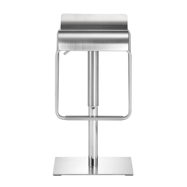 32" Silver Steel Backless Adjustable Height Swivel Bar Chair - Image 3