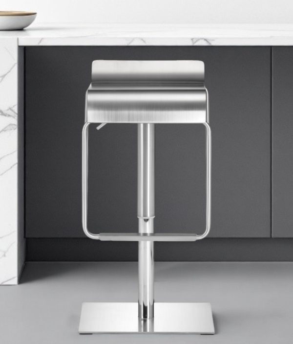 32" Silver Steel Backless Adjustable Height Swivel Bar Chair - Image 2