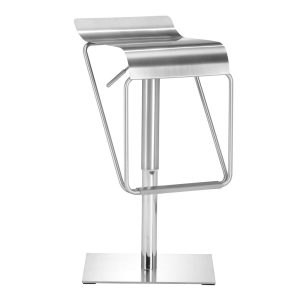 32" Silver Steel Backless Adjustable Height Swivel Bar Chair