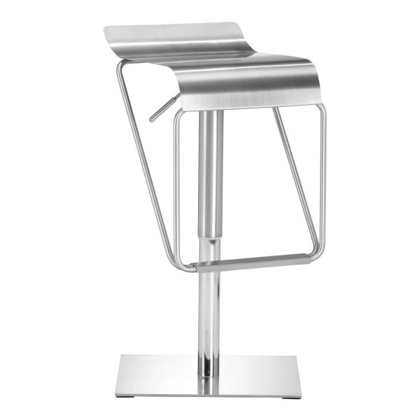 32" Silver Steel Backless Adjustable Height Swivel Bar Chair