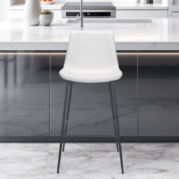 31" White And Black Steel Low Back Bar Height Bar Chair - Image 2