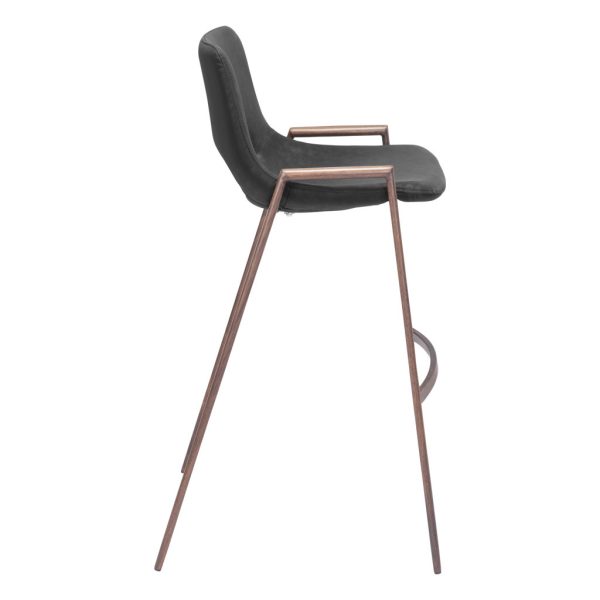 Set of Two 29 " Black And Brown Steel Low Back Bar Height Bar Chairs - Image 2