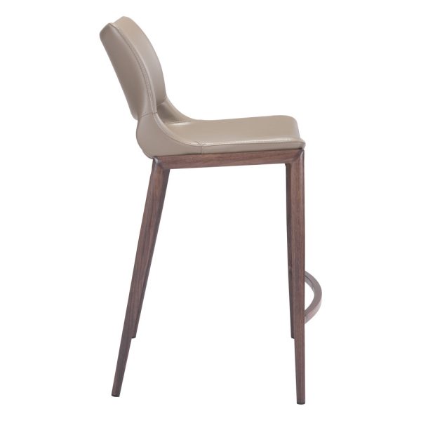 Set of Two " Gray And Brown Steel Low Back Bar Chairs - Image 2