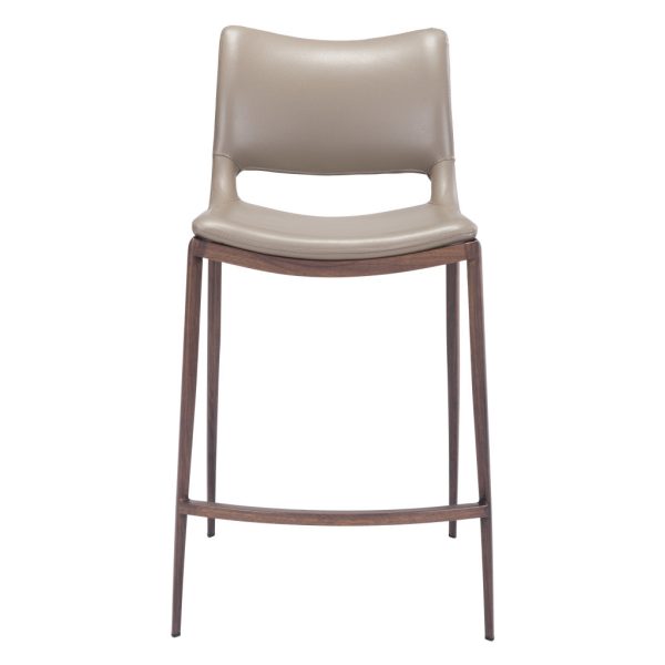 Set of Two " Gray And Brown Steel Low Back Bar Chairs - Image 3