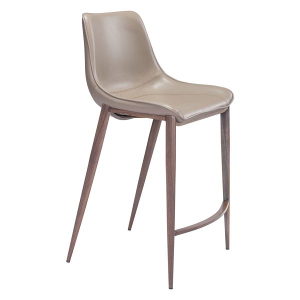 Set of Two 26" Gray and Brown Steel Low Back Counter Height Bar Chairs - Image 2