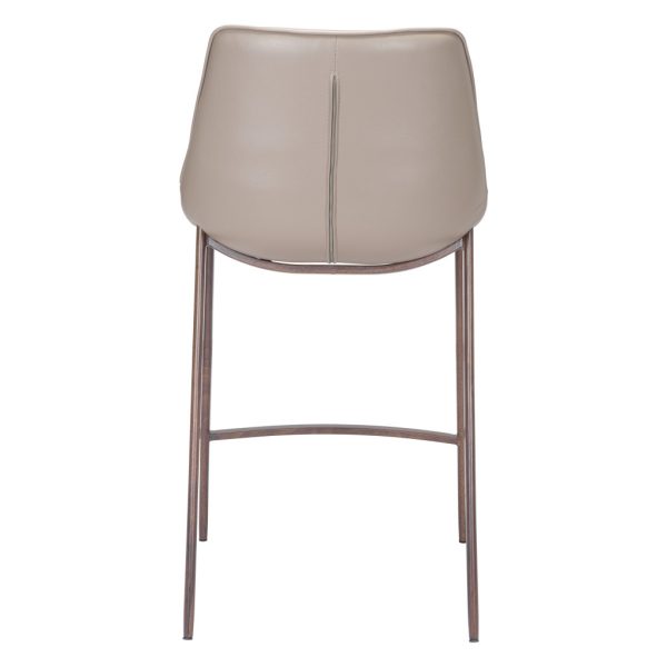 Set of Two 26" Gray and Brown Steel Low Back Counter Height Bar Chairs - Image 3