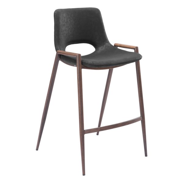 Set of Two 26" Black And Brown Steel Low Back Counter Height Bar Chairs - Image 2