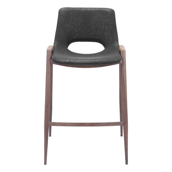 Set of Two 26" Black And Brown Steel Low Back Counter Height Bar Chairs - Image 3