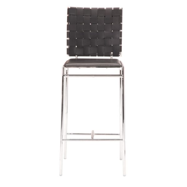 Set of Two 26" Black And Silver Steel Low Back Counter Height Bar Chairs - Image 3