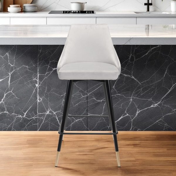 26" Gray And Black Steel Low Back Counter Height Bar Chair - Image 2