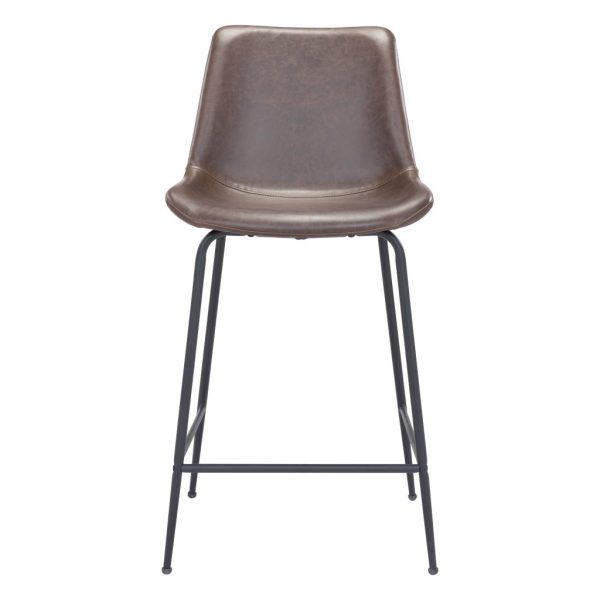 26" Brown and Black Steel Low Back Counter Height Bar Chair - Image 3