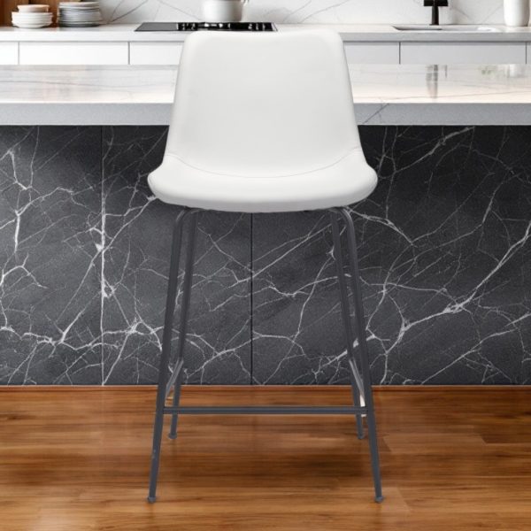 26" White And Black Steel Low Back Counter Height Bar Chair - Image 2