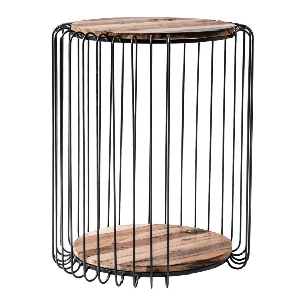 24" Modern Black and Rustic Brown Round End Table - Image 3