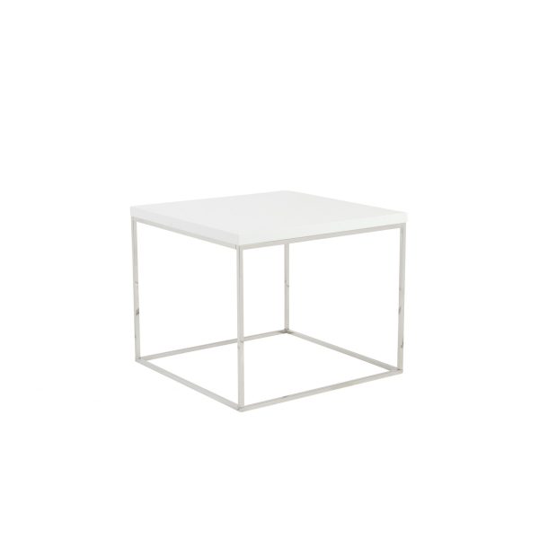 20" Silver And White Square End Table - Image 3