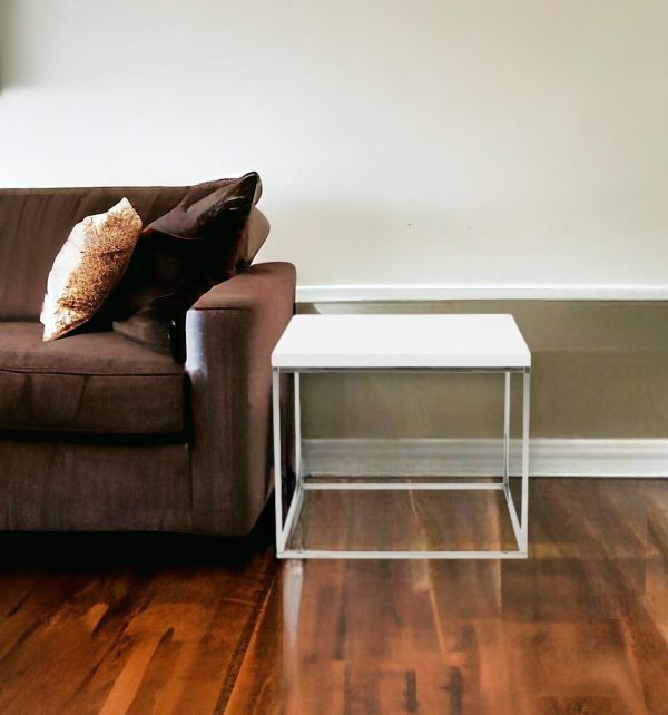 20" Silver And White Square End Table - Image 2
