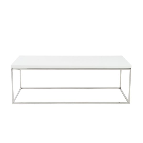 47" White and Silver Wood And Metal Frame Coffee Table - Image 2