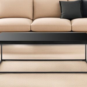 47" Black Wood And Metal Frame Coffee Table
