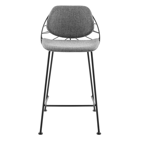 Set of Two 26" Light Gray And Black Steel Low Back Counter Height Bar Chairs - Image 3