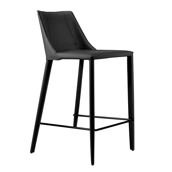 26" Black Steel Low Back Counter Height Bar Chair - Image 3