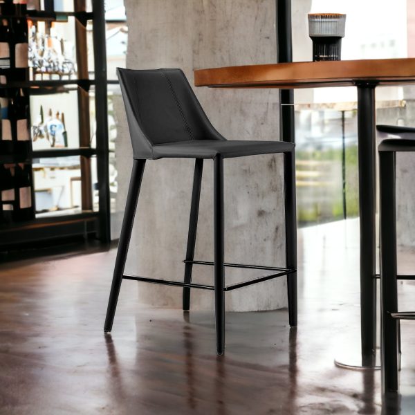 26" Black Steel Low Back Counter Height Bar Chair - Image 2