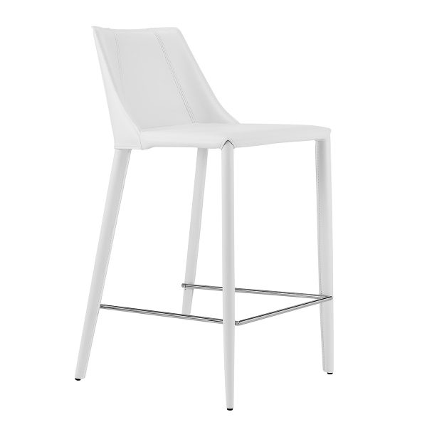 26" White Steel Low Back Counter Height Bar Chair - Image 3