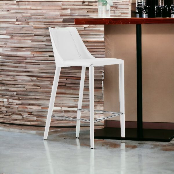 26" White Steel Low Back Counter Height Bar Chair - Image 2