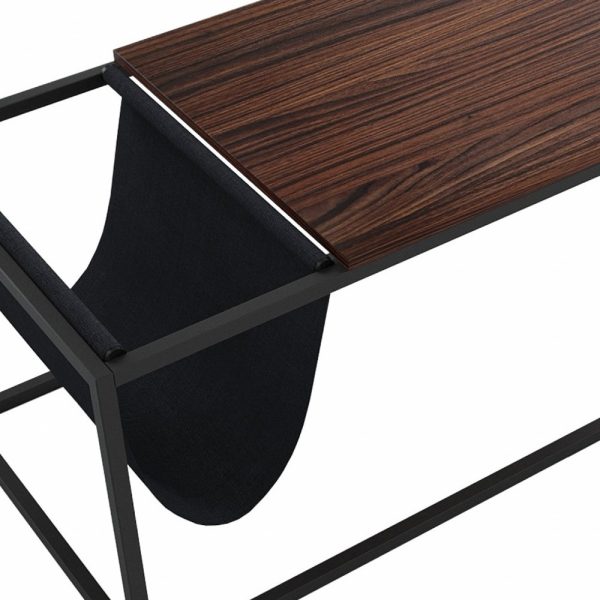 43" Brown And Black Metal Coffee Table With Shelf - Image 3