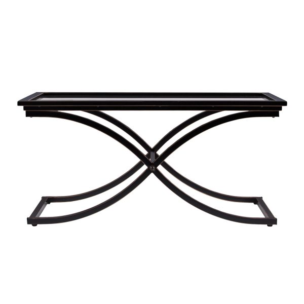 42" Black Glass And Metal Rectangular Coffee Table - Image 2