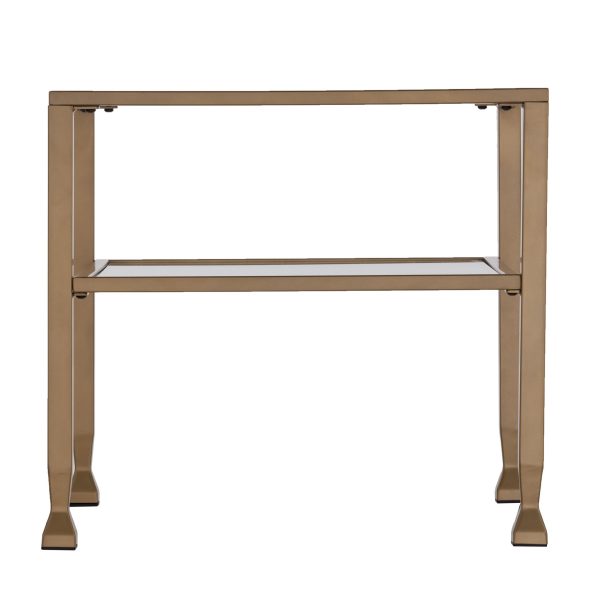 21" Gold Glass And Metal Square Coffee Table - Image 3