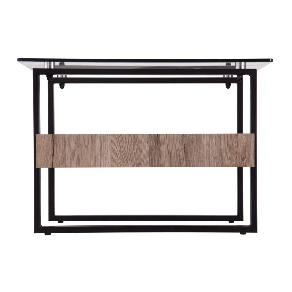 42" Natural And Natural Brown Glass And Metal Rectangular Coffee Table - Image 3