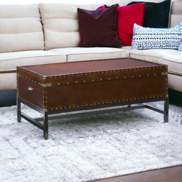 42" Brown Manufactured Wood And Metal Rectangular Coffee Table - Image 2