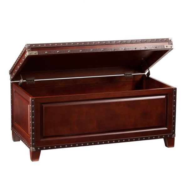 40" Brown Solid Wood And Metal Rectangular Coffee Table - Image 3